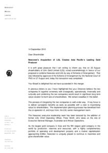 Microsoft Word - FINAL Chairman Letter to Shareholders re LGL Acquisitiondoc