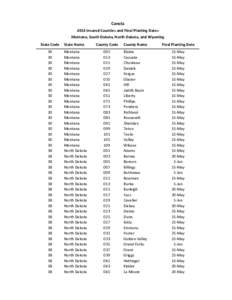 Canola 2014 Insured Counties and Final Planting Dates Montana, South Dakota, North Dakota, and Wyoming State Code 30 30