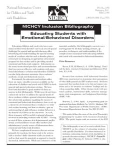 Educating Students with Emotional/Behavioral Disorders  National Information Center for Children and Youth with Disabilities