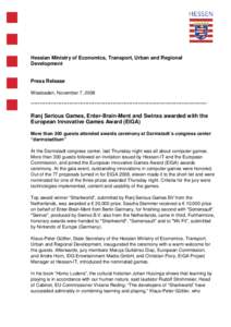 Hessian Ministry of Economics, Transport, Urban and Regional Development Press Release