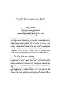 Why Do Boomerangs Come Back?  Yutaka Nishiyama Department of Business Information, Faculty of Information Management, Osaka University of Economics,