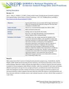 NREPP Systematic Review: Eating Disorders, Review 14