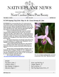 NATIVE PLANT NEWS the newsletter of the North Carolina Native Plant Society VOLUME 12, ISSUE 1