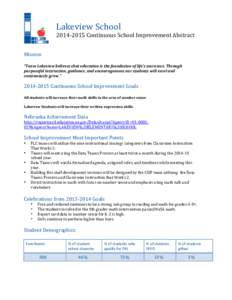    Lakeview	
  School	
   2014-­‐2015	
  Continuous	
  School	
  Improvement	
  Abstract	
   	
  