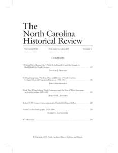 The North Carolina Historical Review VOLUME LXXXII  PUBLISHED IN APRIL 2005
