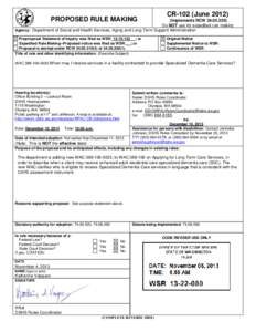 PROPOSED RULE MAKING  CR-102 (June[removed]Implements RCW[removed]Do NOT use for expedited rule making