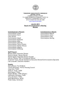 TENNESSEE HUMAN RIGHTS COMMISSION CENTRAL OFFICE ANDREW JOHNSON TOWER 710 JAMES ROBERTSON PARKWAY, SUITE 100 NASHVILLE, TENNESSEE[removed][removed]FAX[removed]