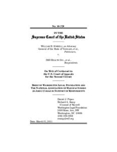 No[removed]IN THE Supreme Court of the United States WILLIAM H. SORRELL, as Attorney General of the State of Vermont, et al.,