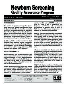 Second Tier LC-MS/MS CAH Quarterly Report PROFICIENCY TESTING  August 2014
