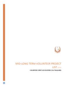 Mid-Long Term Volunteer Project List 2014