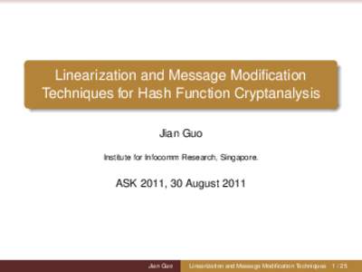 Linearization and Message Modification Techniques for Hash Function Cryptanalysis