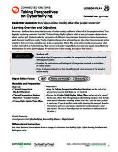 CONNECTED CULTURE  LESSON PLAN Taking Perspectives on Cyberbullying