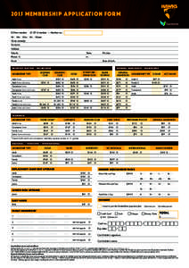 2015 MEMBERSHIP APPLICATION FORM  New member  2014 member — Member no.:  Mr | Mrs | Miss | Ms | Master