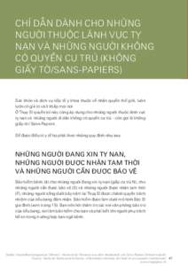 CHỈ DẪN DÀNH CHO NHỮNG NGƯỜI THUỘC LÃNH VỰC TỴ NẠN VÀ NHỮNG NGƯỜI KHÔNG CÓ QUYỀN CƯ TRÚ (KHÔNG GIẤY TỜ/SANS-PAPIERS)