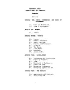 TROTWOOD, OHIO CHARTER TABLE OF CONTENTS PREAMBLE Section ARTICLE