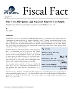 May 17th, 2011 No. 269 Fiscal Fact  New York, New Jersey Lead Nation in Property Tax Burden