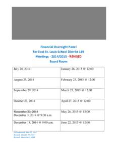 East St. Louis School District 189 Financial Oversight Panel[removed]Meeting Calendar (Revised[removed])