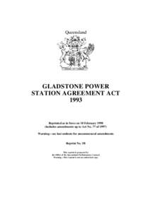 Queensland  GLADSTONE POWER STATION AGREEMENT ACT 1993