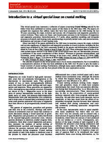 Introduction to a virtual special issue on crustal melting