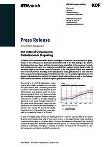 KOF Swiss Economic Institute ETH Zurich LEE G 116 LeonhardstrasseZurich, Switzerland Phone +