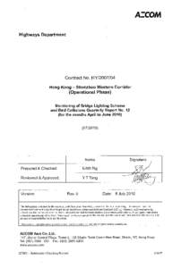 Contract No. HY[removed]Hong Kong-Shenzhen Western Corridor (Operational Phase) Monitoring of Bridge Lighting Scheme and Bird Collisions Quarterly Report