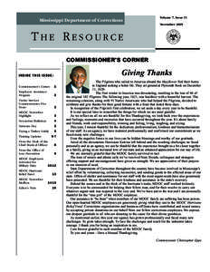 Mississippi Department of Corrections  Volume 7, Issue 11 November[removed]THE RESOURCE