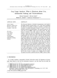 D. Nicholas et al. International Journal of Knowledge Content Development & Technology Vol.4, No.1, June, Log Usage Analysis: What it Discloses about Use,