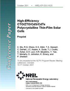 High-Efficiency CTO/ZTO/CdS/CdTe Polycrystalline Thin-Film Solar Cells: Preprint