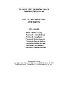 GREATER EAST WENATCHEE AREA COMPREHENSIVE PLAN CITY OF EAST WENATCHEE WASHINGTON