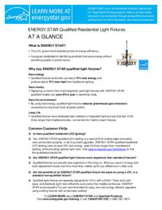 ENERGY STAR Qualified Light Fixtures AT A GLANCE