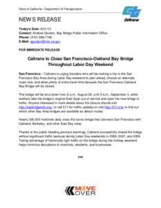 Microsoft Word - Bay Bridge Labor Day Weekend Closure Aug[removed]docx