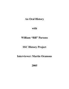 An Oral History  with William “Bill” Parsons