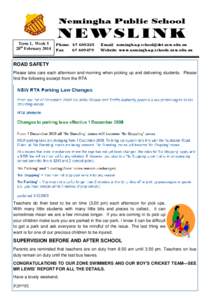 Nemingha Public School  NEWSLINK Term 1, Week 5 28th February 2014