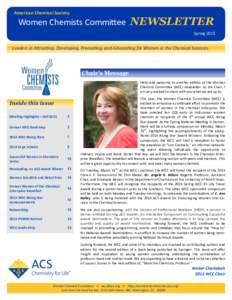 American Chemical Society  Women Chemists Committee NEWSLETTER Spring 2015