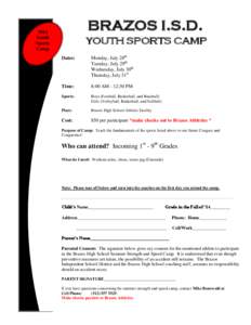 BRAZOS I.S.D[removed]Youth Sports Camp