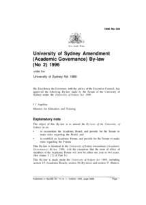 1996 No 504  New South Wales University of Sydney Amendment (Academic Governance) By-law