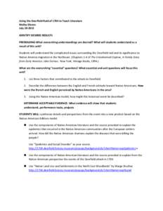 Using the Deerfield Raid of 1704 to Teach Literature Melba Divens July[removed]IDENTIFY DESIRED RESULTS PREREADING-What overarching understandings are desired? What will students understand as a result of this unit?