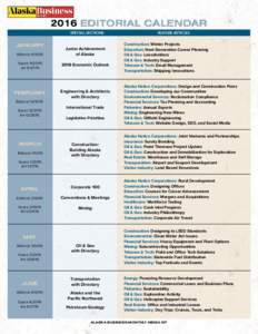 EDITORIAL CALENDAR SPECIAL SECTIONS JANUARY EditorialSpace