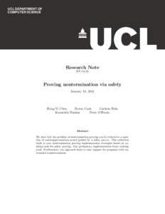 UCL DEPARTMENT OF COMPUTER SCIENCE Research Note RN/13/23