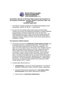 Science and technology in the United Kingdom / National Oceanography Centre /  Southampton / University of Southampton / National Oceanography Centre / Hydrology / Natural Environment Research Council / Oceanography / Southampton / Framework Programmes for Research and Technological Development / Hampshire / Local government in England / Counties of England