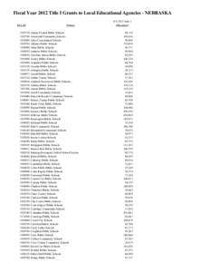 Fiscal Year 2012 Title I Grants to Local Educational Agencies - NEBRASKA LEA ID[removed][removed]