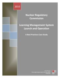 2010  Nuclear Regulatory Commission Learning Management System Launch and Operation