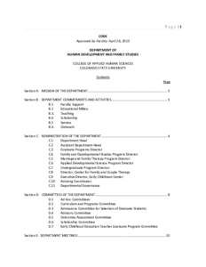 Page |1 CODE Approved by Faculty: April 26, 2013 DEPARTMENT OF HUMAN DEVELOPMENT AND FAMILY STUDIES COLLEGE OF APPLIED HUMAN SCIENCES