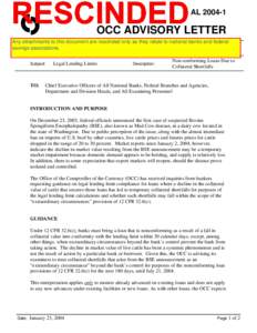 Federal Reserve System / Repurchase agreement / Office of the Comptroller of the Currency / Bank / Non-conforming loan / Economics / Mortgage industry of the United States / Financial economics / Finance / Credit