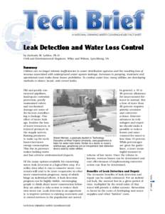 A NATIONAL DRINKING WATER CLEARINGHOUSE FACT SHEET  Leak Detection and Water Loss Control by Zacharia M. Lahlou, Ph.D. Civil and Environmental Engineer, Wiley and Wilson, Lynchburg, VA