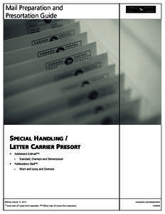 Mail Preparation and Presortation Guide SPECIAL HANDLING / LETTER CARRIER PRESORT •