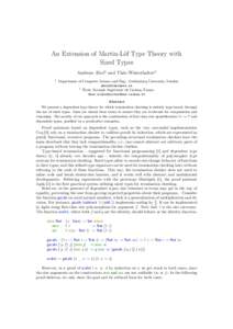 An Extension of Martin-Löf Type Theory with Sized Types Andreas Abel1 and Théo Winterhalter2 1  Department of Computer Science and Eng., Gothenburg University, Sweden