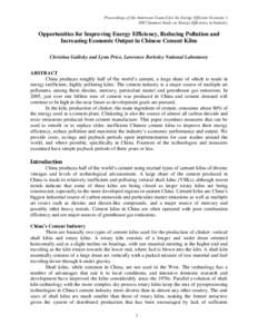 Proceedings of the American Council for An Energy Efficient Economy’s 2007 Summer Study on Energy Efficiency in Industry Opportunities for Improving Energy Efficiency, Reducing Pollution and Increasing Economic Output 