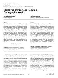 Sociology / Evaluation methods / Anthropology / Ethnography / Barbara Czarniawska / Monika Kostera / Cultural anthropology / Sensemaking / Irony / Literature / Fiction / Science