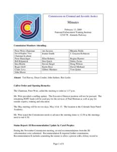 Colorado Commission on Criminal and Juvenile Justice: Minutes (February 13, 2009)